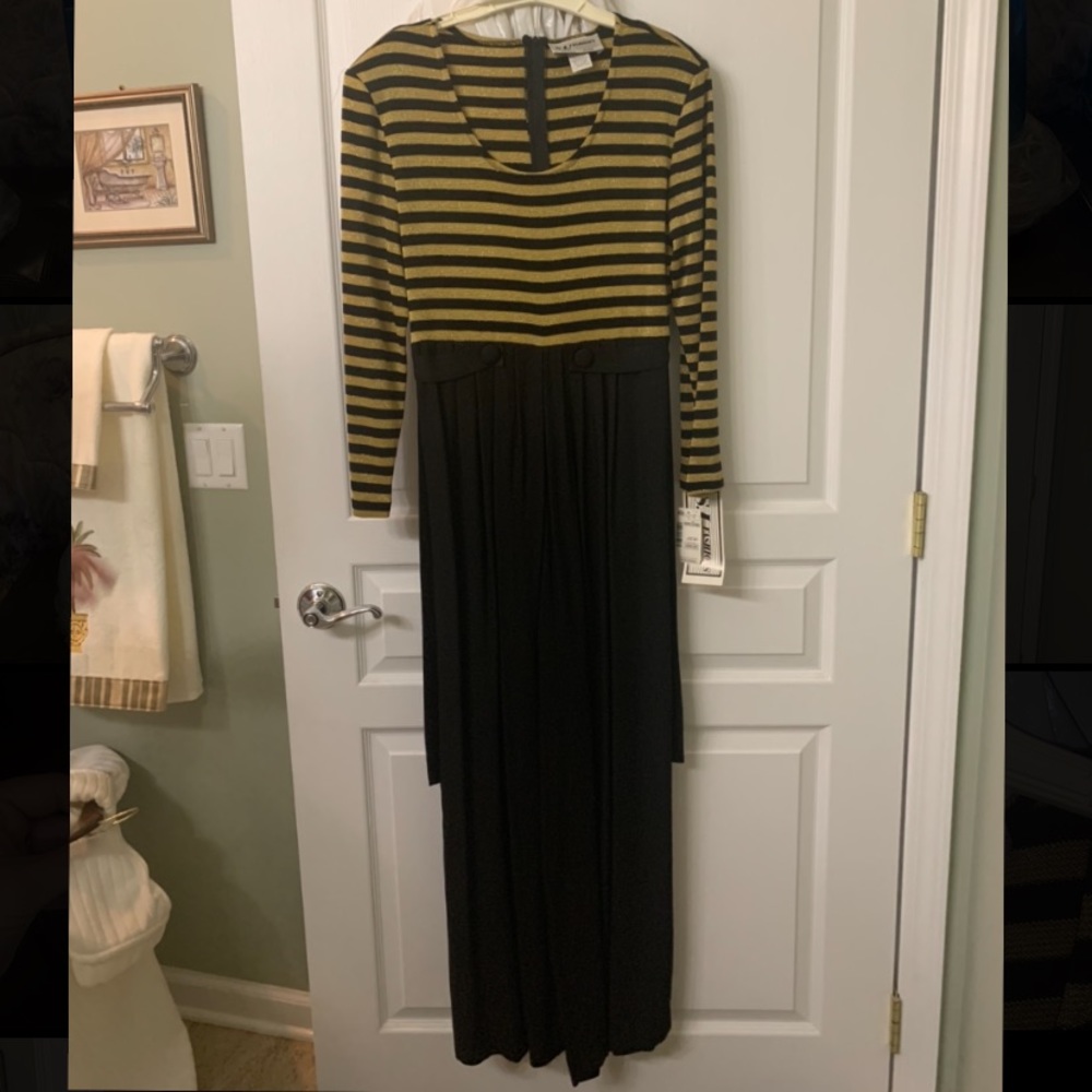 NWT Gold and Black Striped Jumpsuit